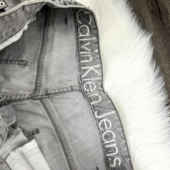 Calvin Klein Mens 36 Gray Distressed Faded Relaxed Straight Jeans Denim - Picture 5 of 13